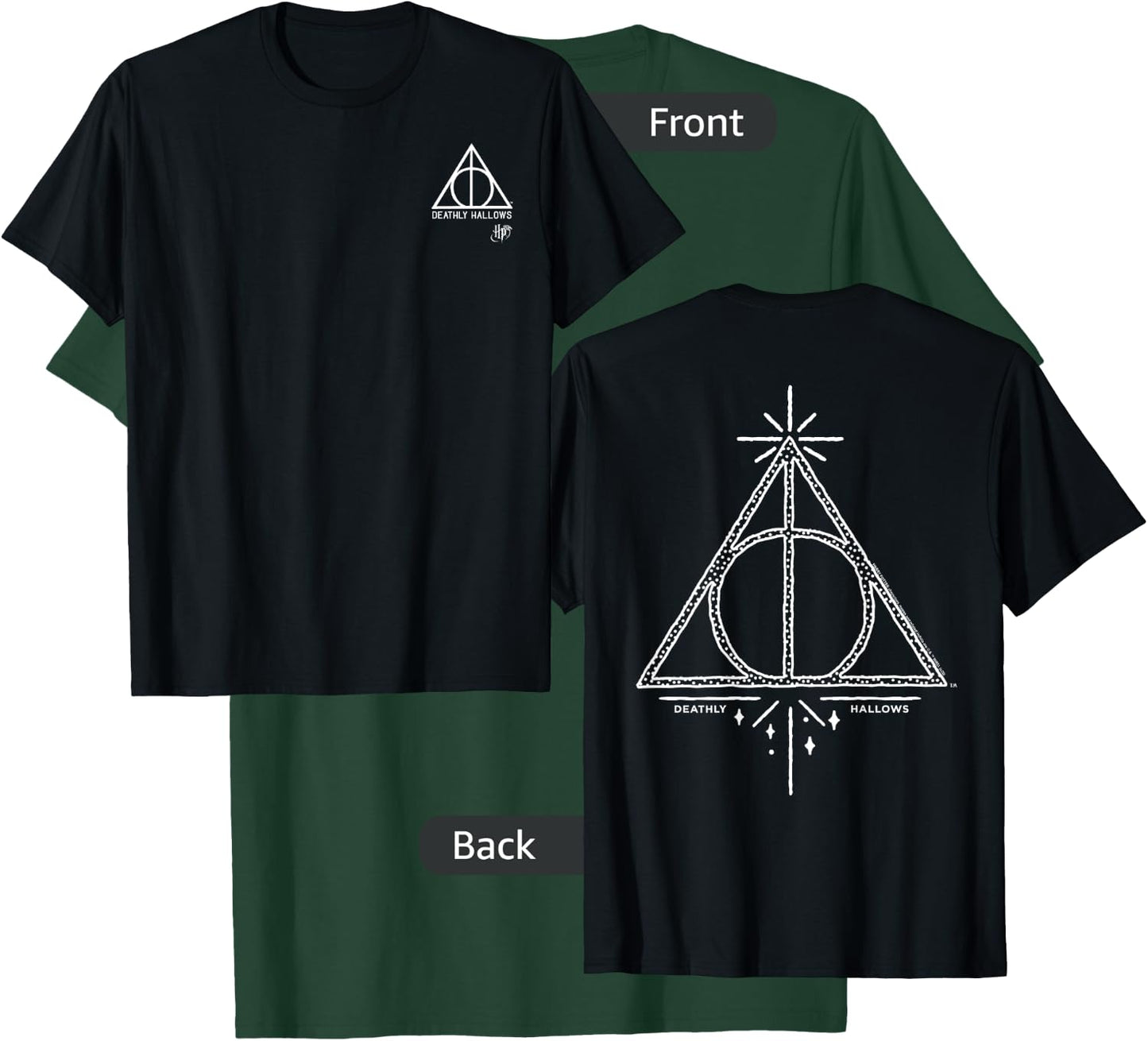 Harry Potter Deathly Hallows Pocket Icon Front & Back T-Shirt - T-Shirt | Forest