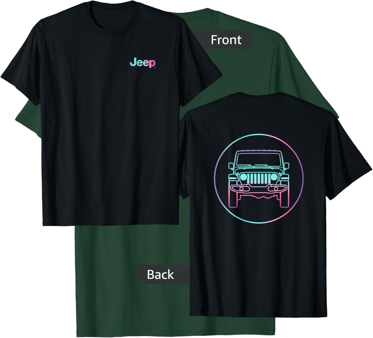 Jeep Rainbow Badge - Officially Licensed T-Shirt - T-Shirt | Forest