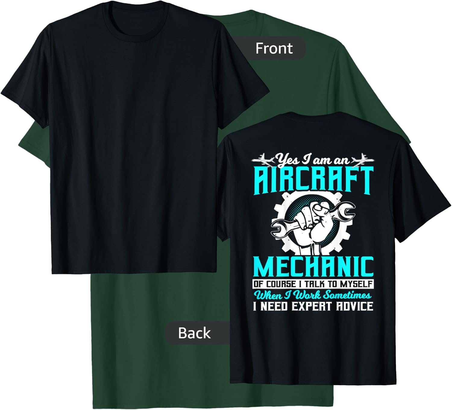 Airplane Mechanic Gift Design On Back Of Clothing T-Shirt - T-Shirt | Forest