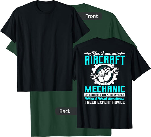 Airplane Mechanic Gift Design On Back Of Clothing T-Shirt - T-Shirt | Forest