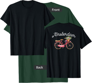 Vintage Women's Bike Amsterdam Floral Design T-Shirt - T-Shirt | Forest