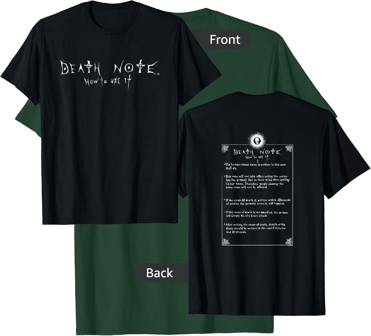 Death Note How to Use It Front and Back Anime T-Shirt - T-Shirt | Forest