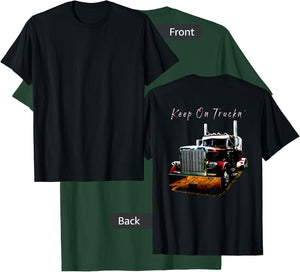 Adult and Youth Semi Truck Keep On Truckn Back Design T-Shirt - T-Shirt | Forest