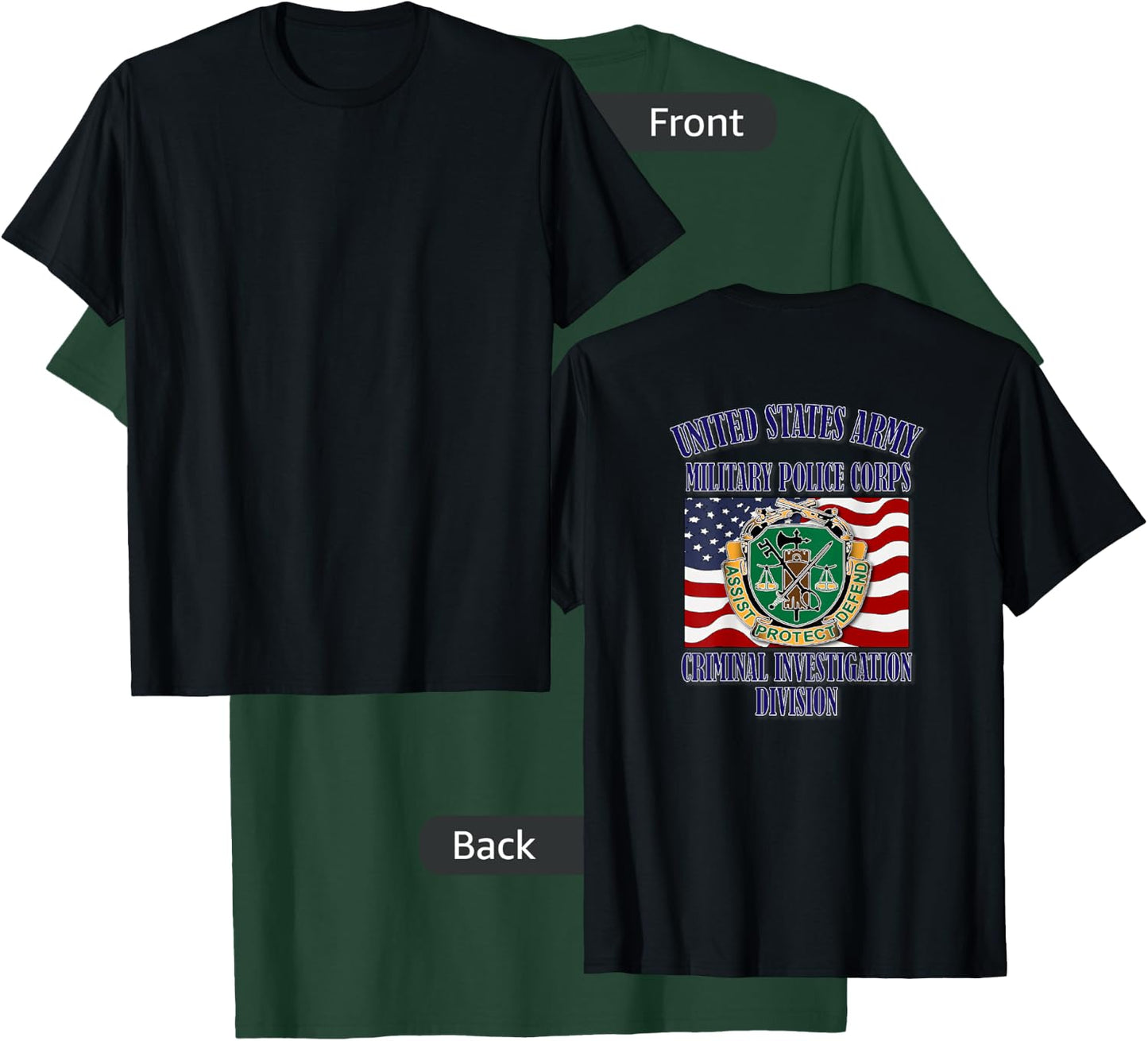 U.S. Army Military Police CID (Back Design) T-Shirt - T-Shirt | Forest