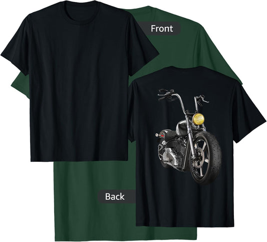 Hand Drawn Chopper Motorcycle T-Shirt - T-Shirt | Forest