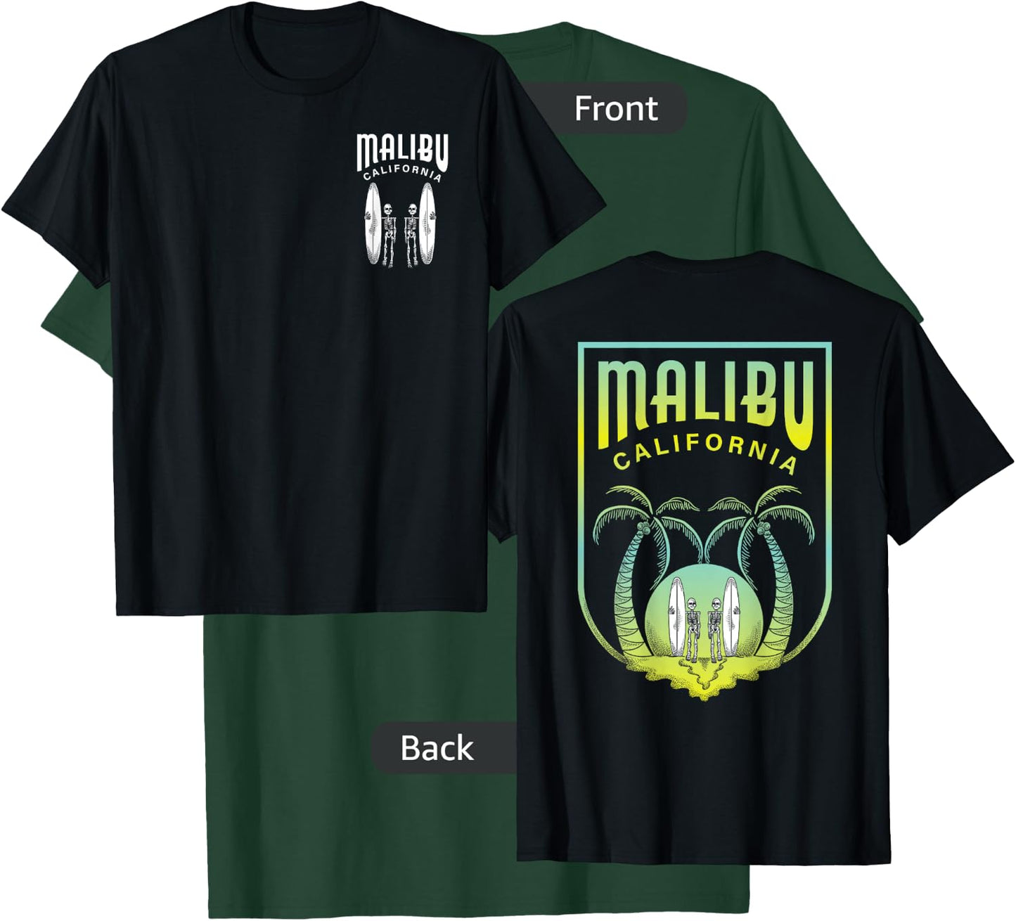 Malibu Beach California Surfing Art - Skeleton Surfers Women Kids T-Shirt - T-Shirt | Forest