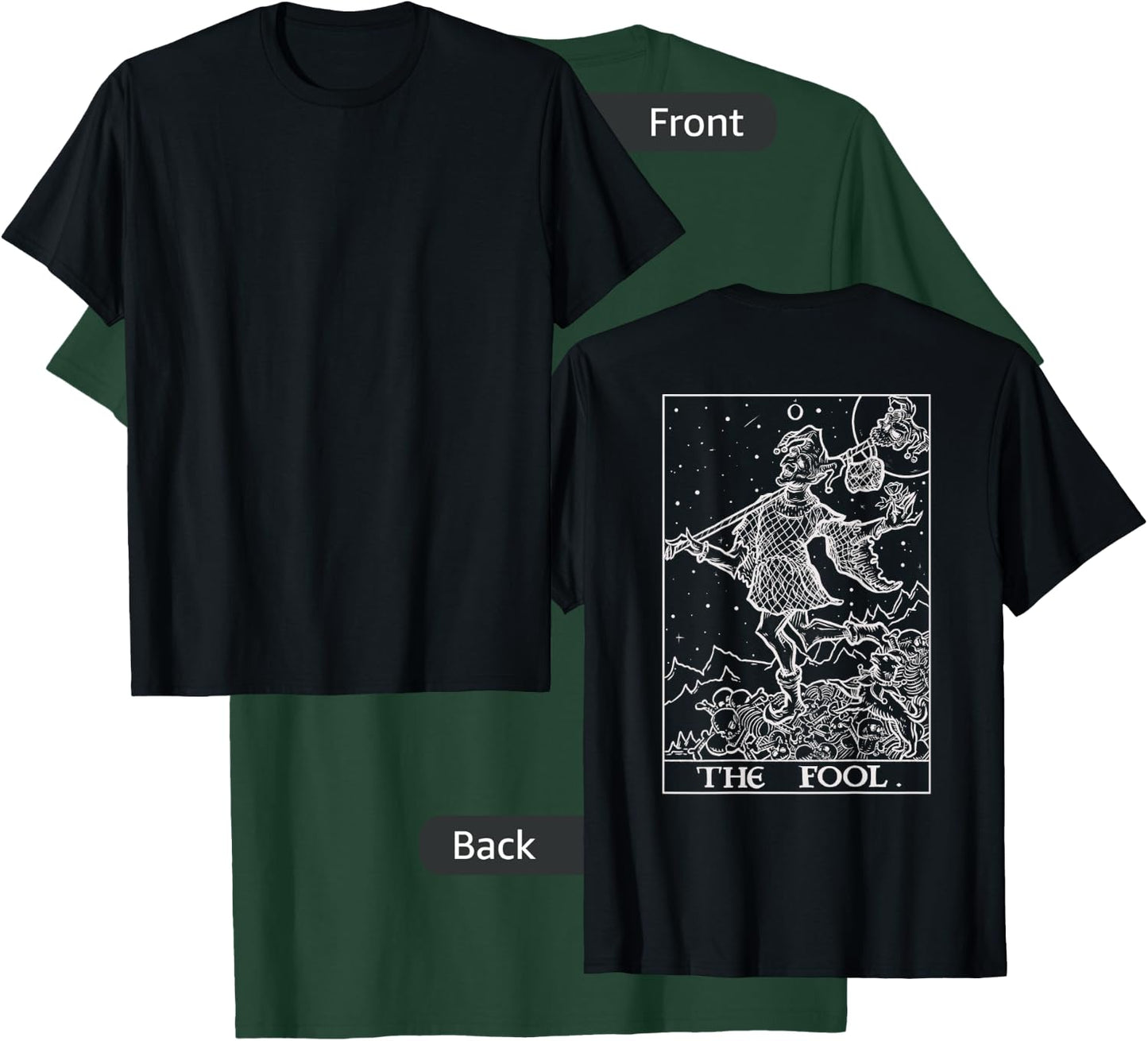 The Fool Tarot Card Halloween Gothic Clothing Back Print T-Shirt - T-Shirt | Forest