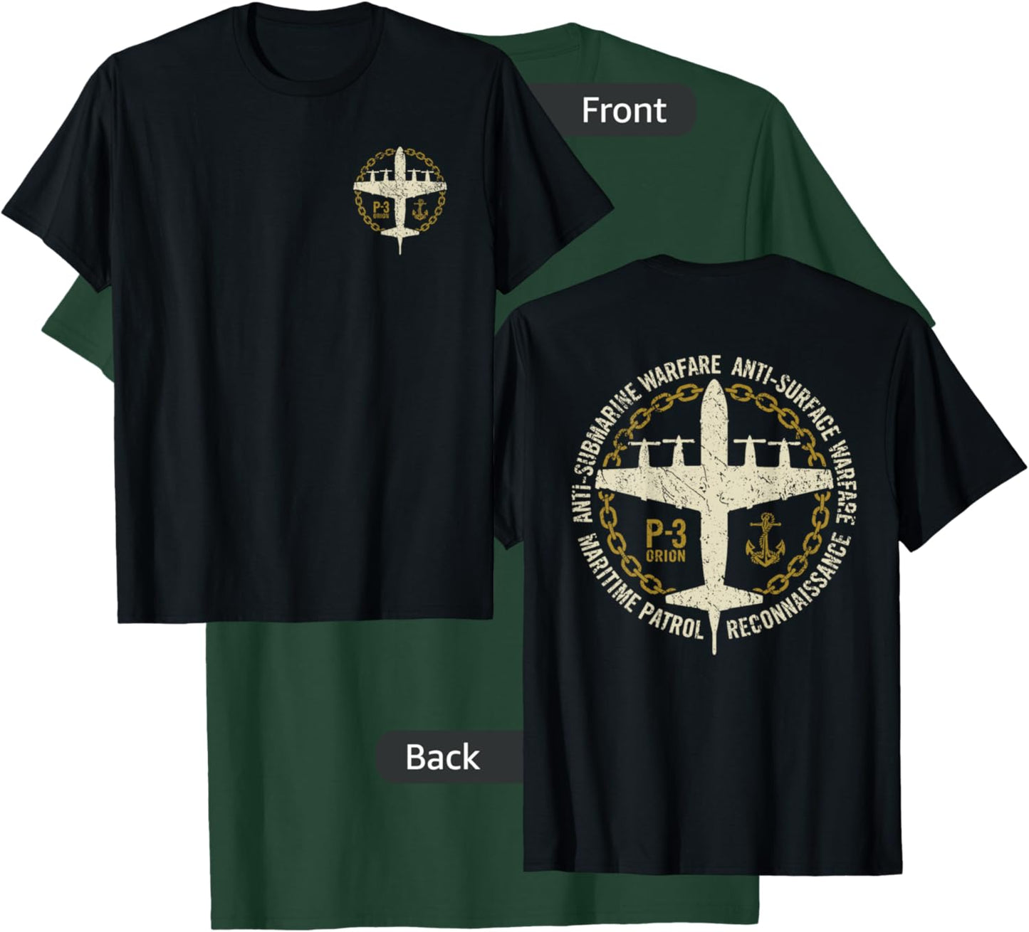 P-3 Orion Anti-Submarine Warfare Patrol Military Aircraft T-Shirt - T-Shirt | Forest