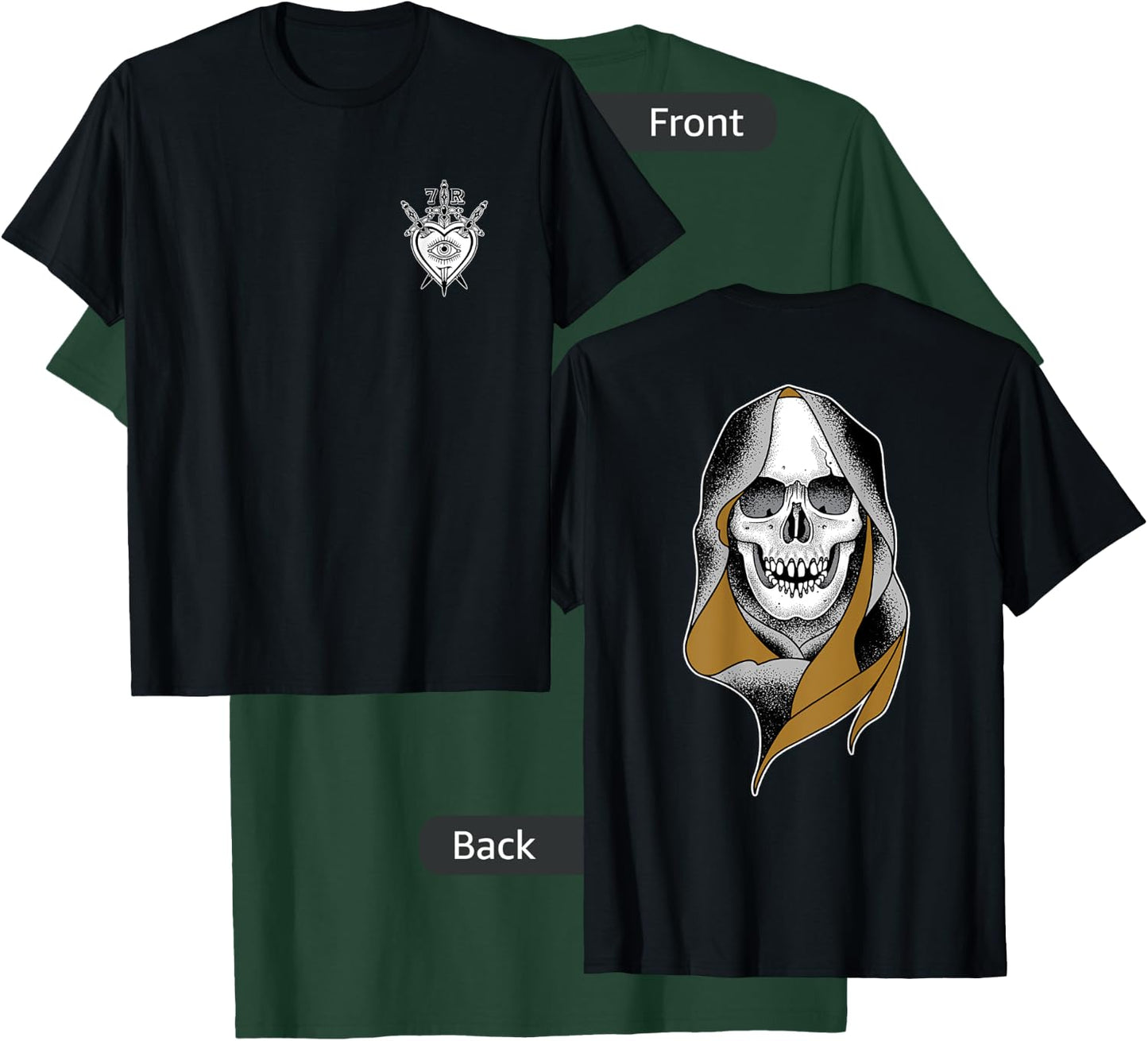 Grim Reaper AmericanTraditional Skull Tattoo T-Shirt - T-Shirt | Forest