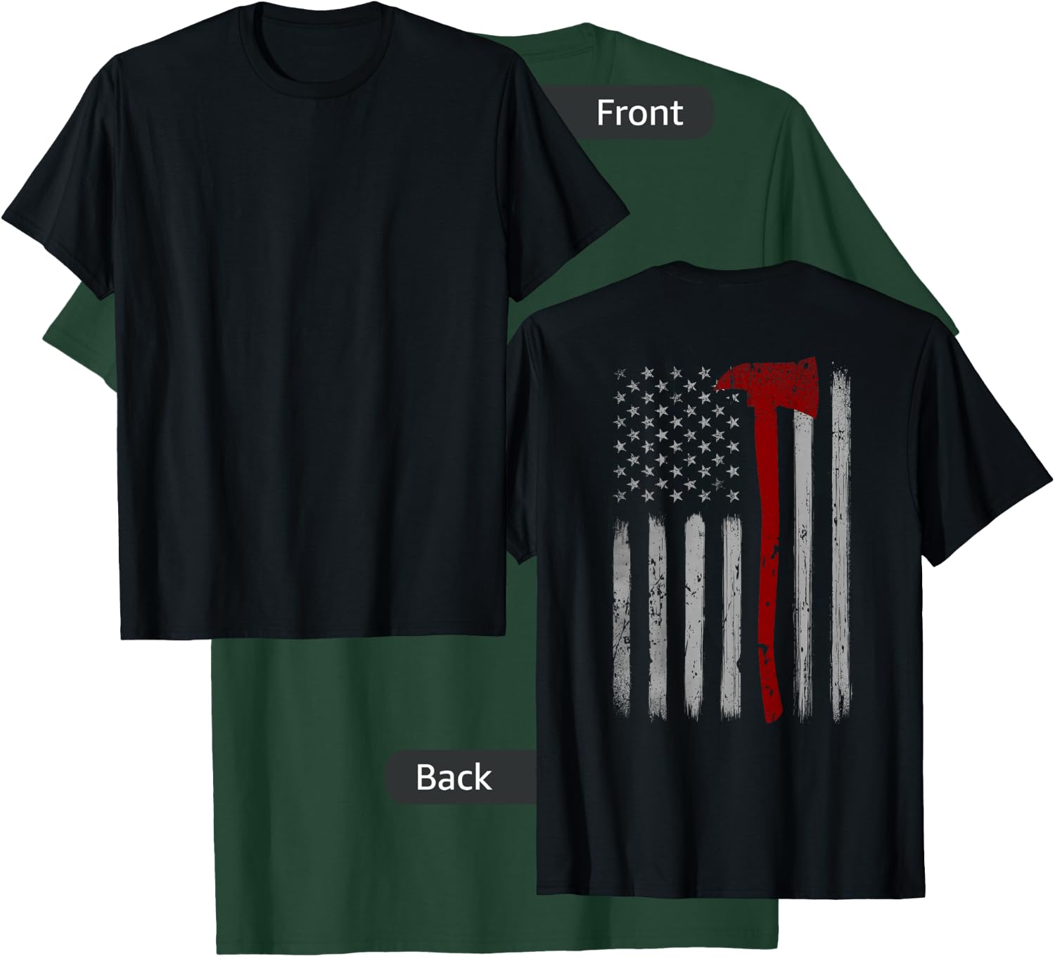 Patriotic Firefighter USA Flag Axe American Flag Fireman T-Shirt - T-Shirt | Forest
