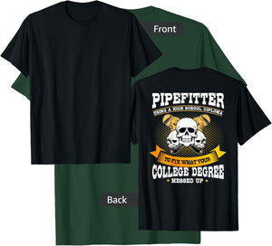 Pipefitter Gifts Funny Plumber Image On Back Of Shirt T-Shirt - T-Shirt | Forest