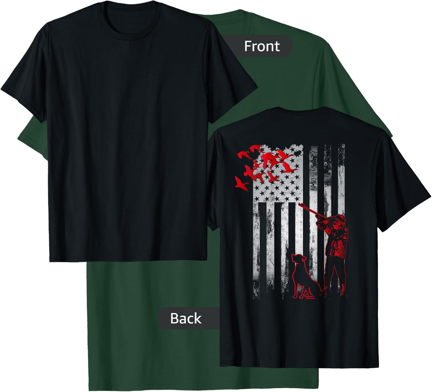 Duck Hunting with Dog Hunters Daddy gift American USA Flag Women Men T-Shirt - T-Shirt | Forest