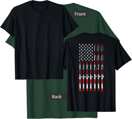 Fishing Pole American USA Flag Patriotic Fishing gift T-Shirt - T-Shirt | Forest