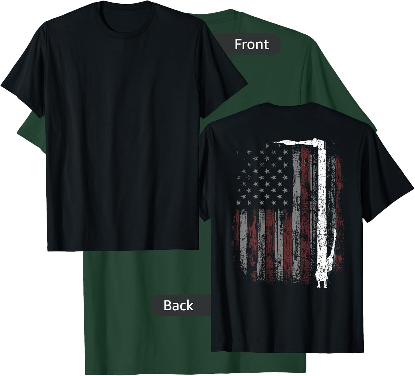 Welding Vintage Patriotic USA American Flag Welder ON BACK T-Shirt - T-Shirt | Forest