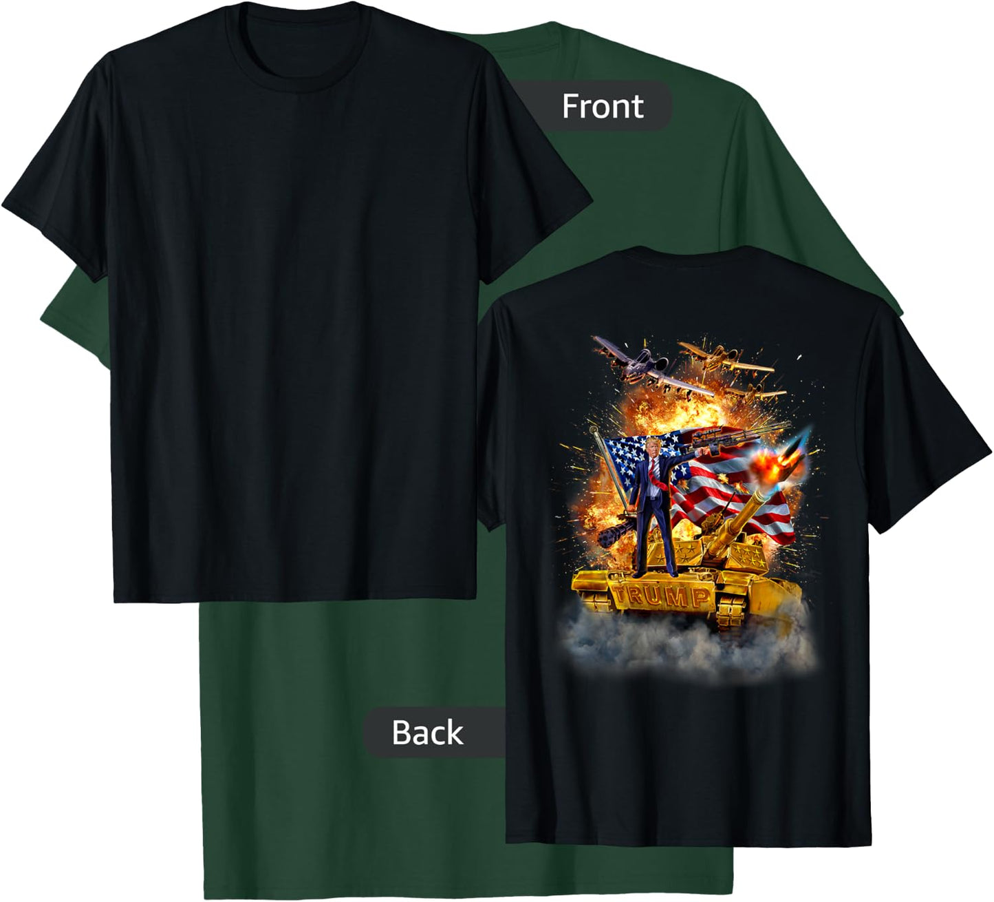President Donald Trump Rides a Golden Tank T-Shirt - T-Shirt | Forest