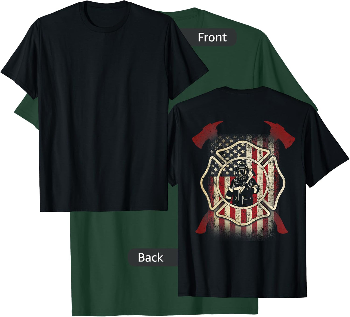 Patriotic Firefighter USA Flag Axe American Flag Fireman T-Shirt - T-Shirt | Forest