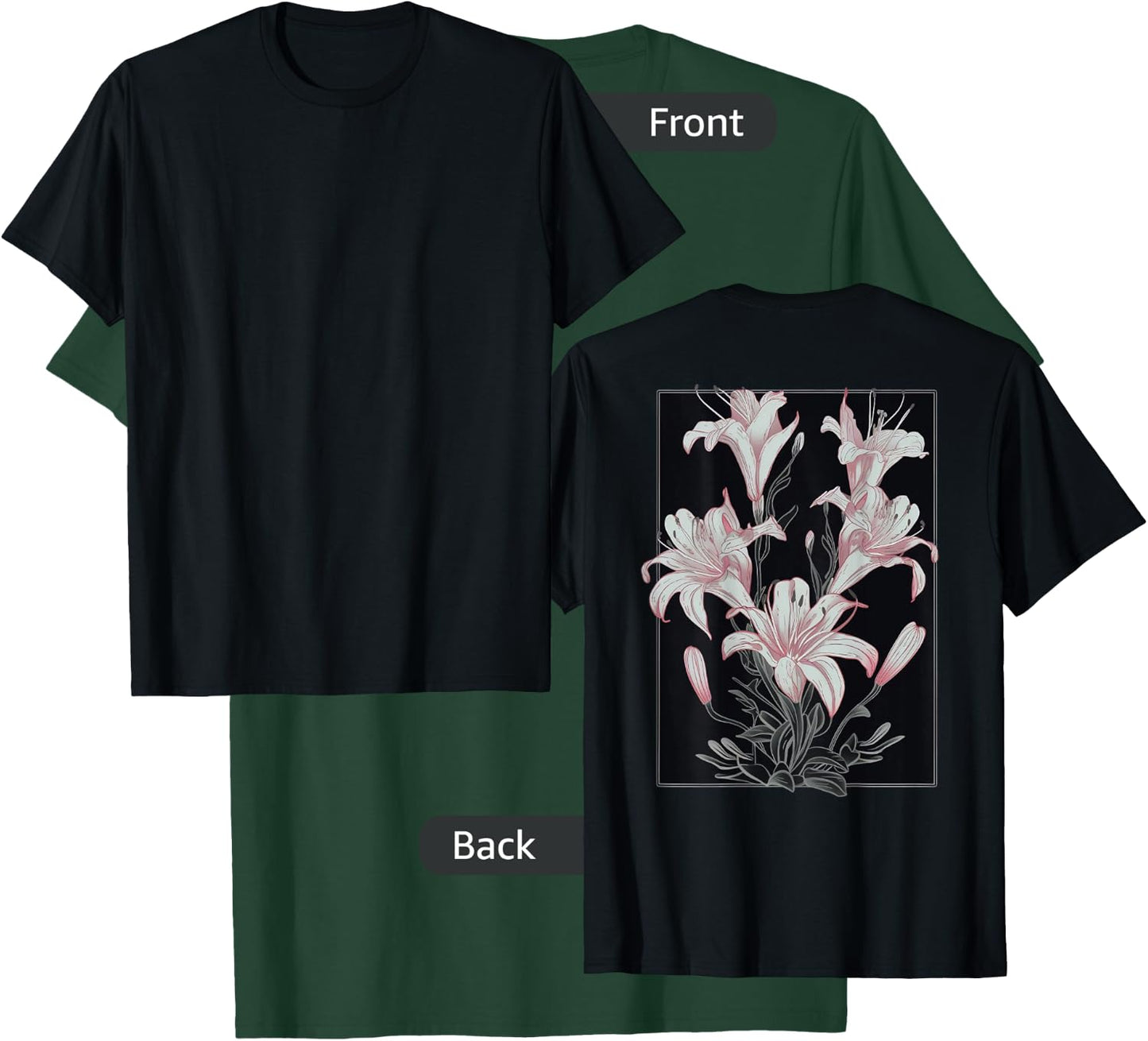 Back print: Beautiful Floral Festival Lily on Lilies Flower T-Shirt - T-Shirt | Forest