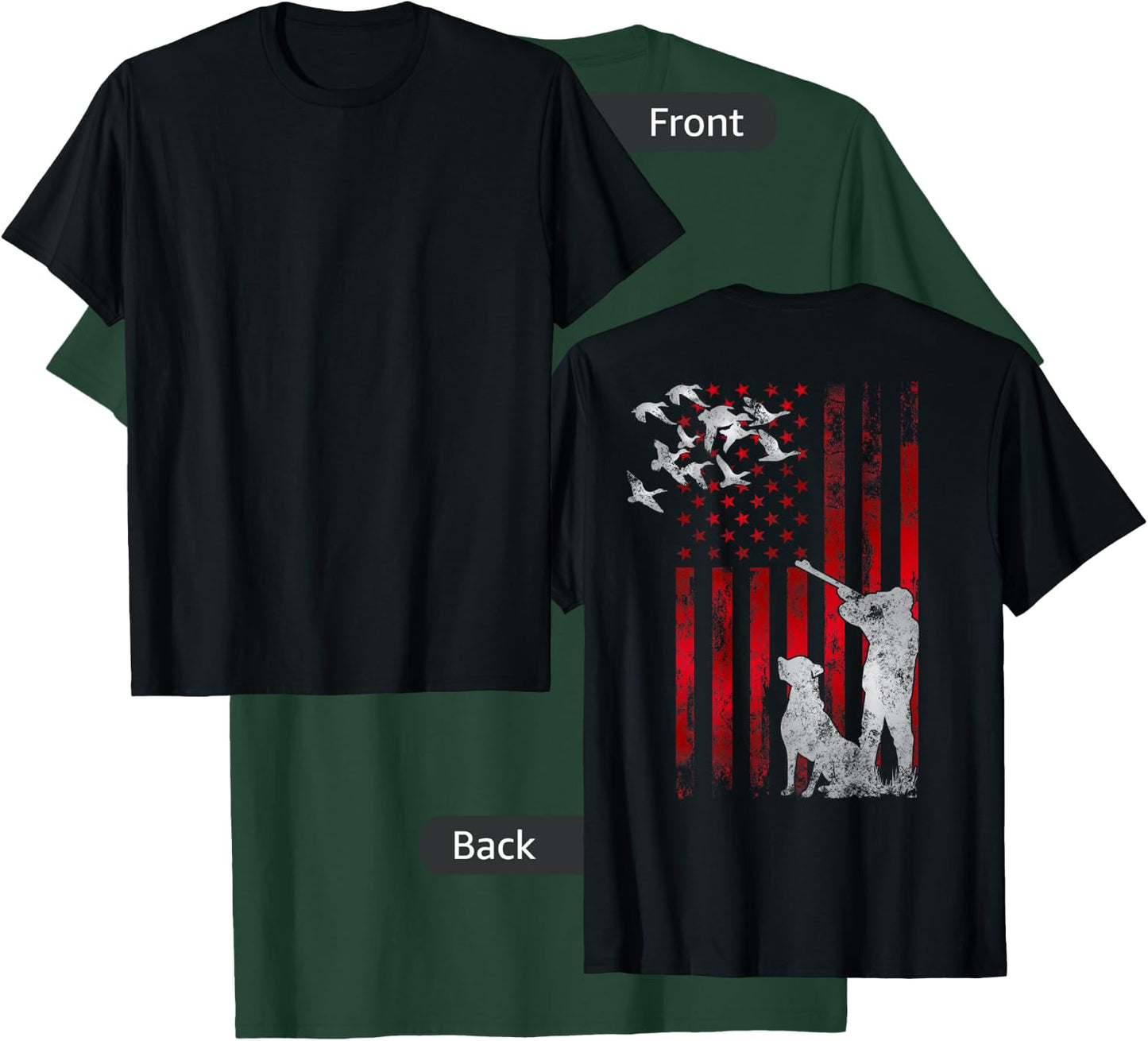 Hunters Distressed Patriotic American USA Flag Duck Hunting T-Shirt - T-Shirt | Forest
