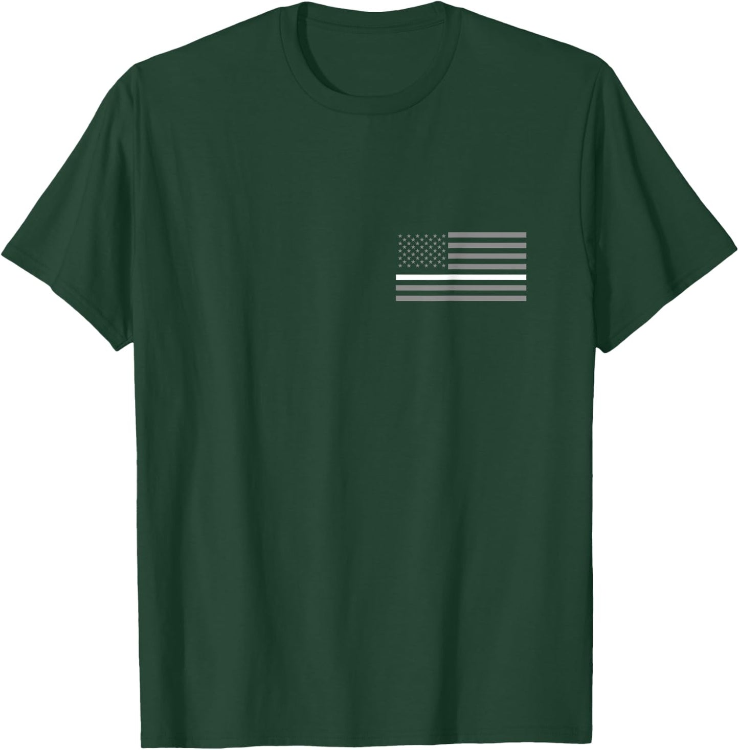 Correctional Officer Thin Silver Line American Flag Gift T-Shirt - T-Shirt | Forest