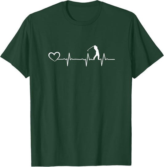 Golf Heartbeat Golfer Heart - Golfing Golfers T-Shirt - T-Shirt | Forest