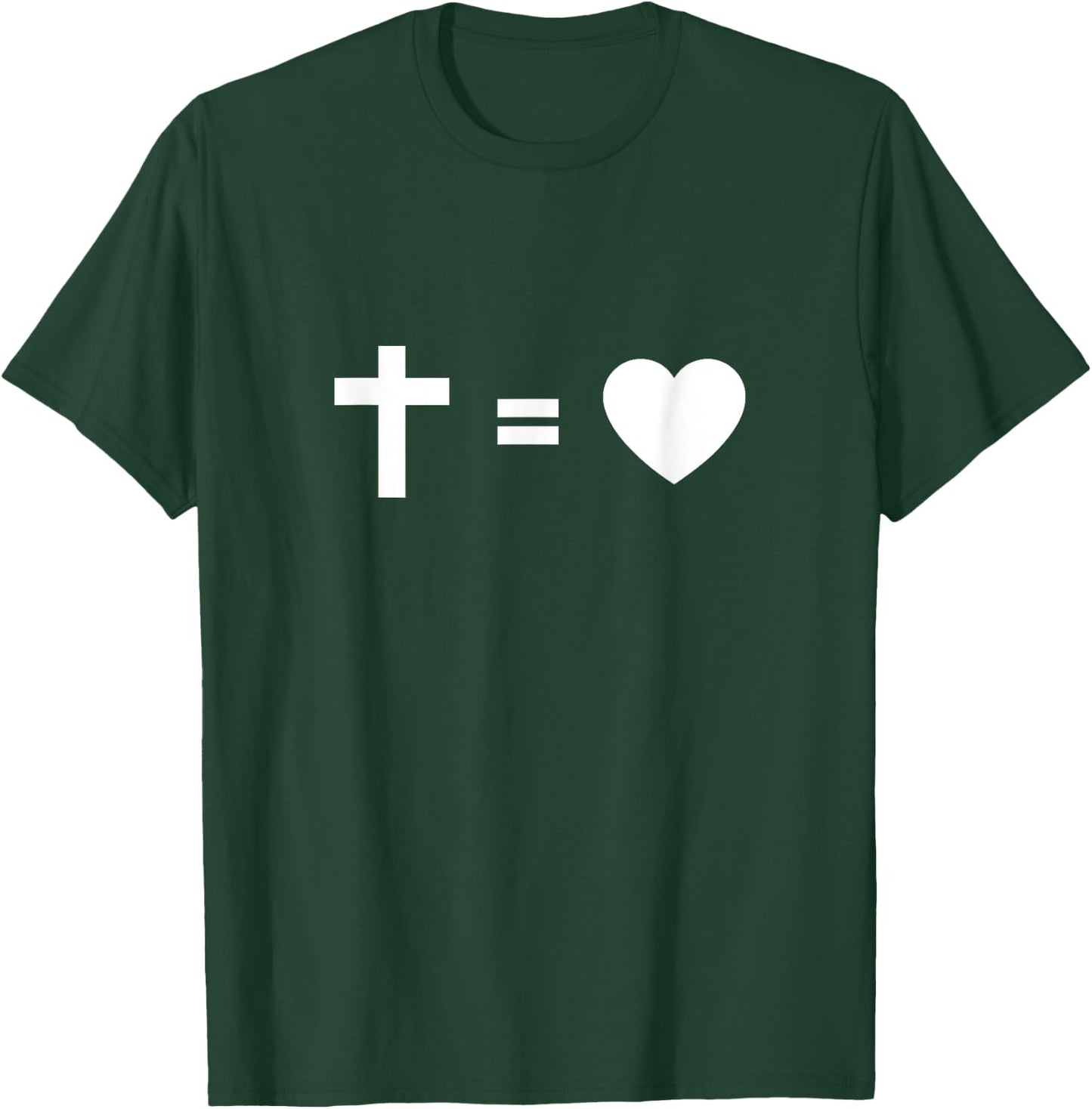 Cross Equal to Heart - Christian Faith Inspiring Religious T-Shirt - T-Shirt | Forest