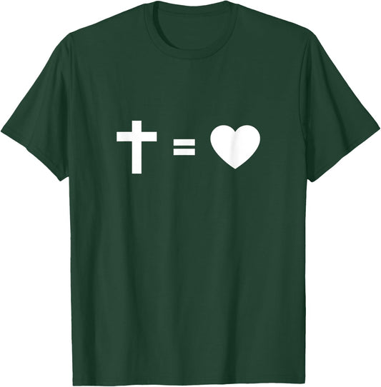 Cross Equal to Heart - Christian Faith Inspiring Religious T-Shirt - T-Shirt | Forest