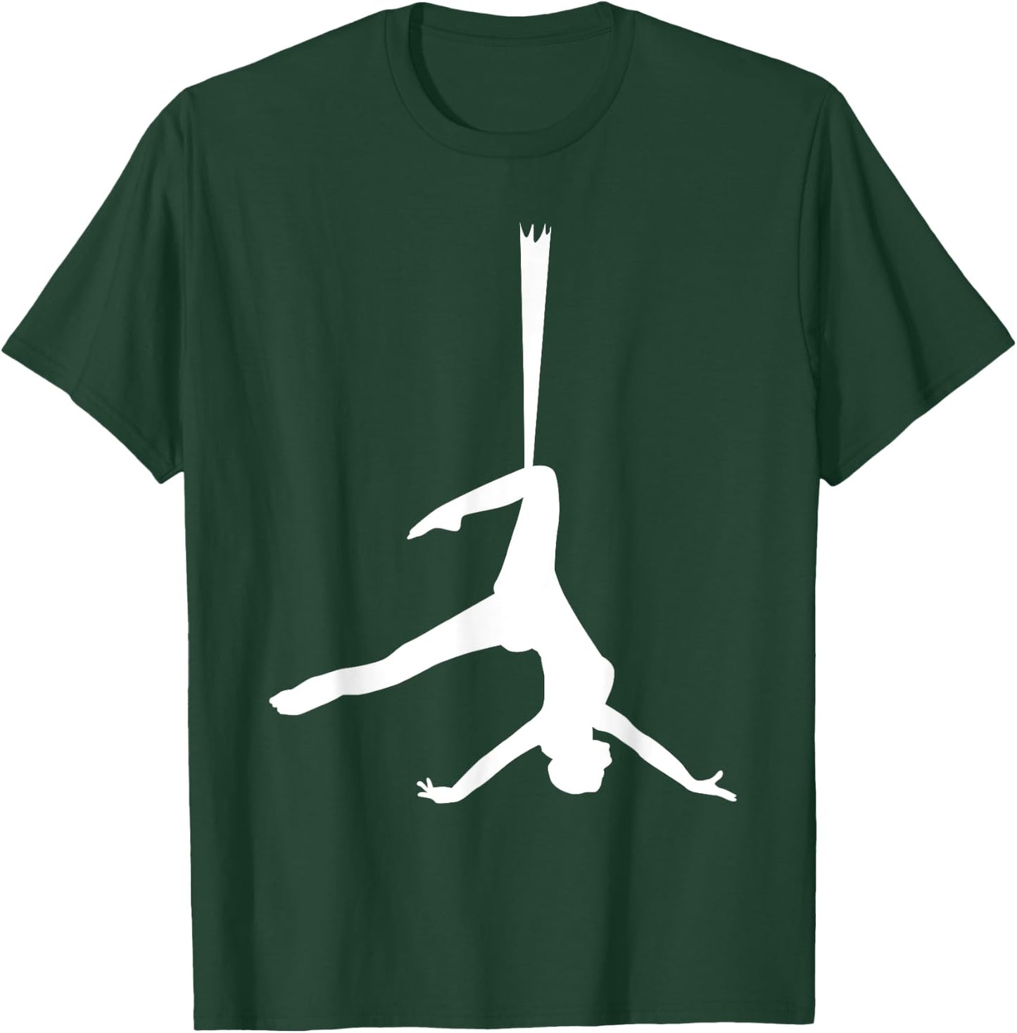 Silhouette Aerial Dance Ribbon Silk Dancer Yoga Dancing Fans T-Shirt - T-Shirt | Forest