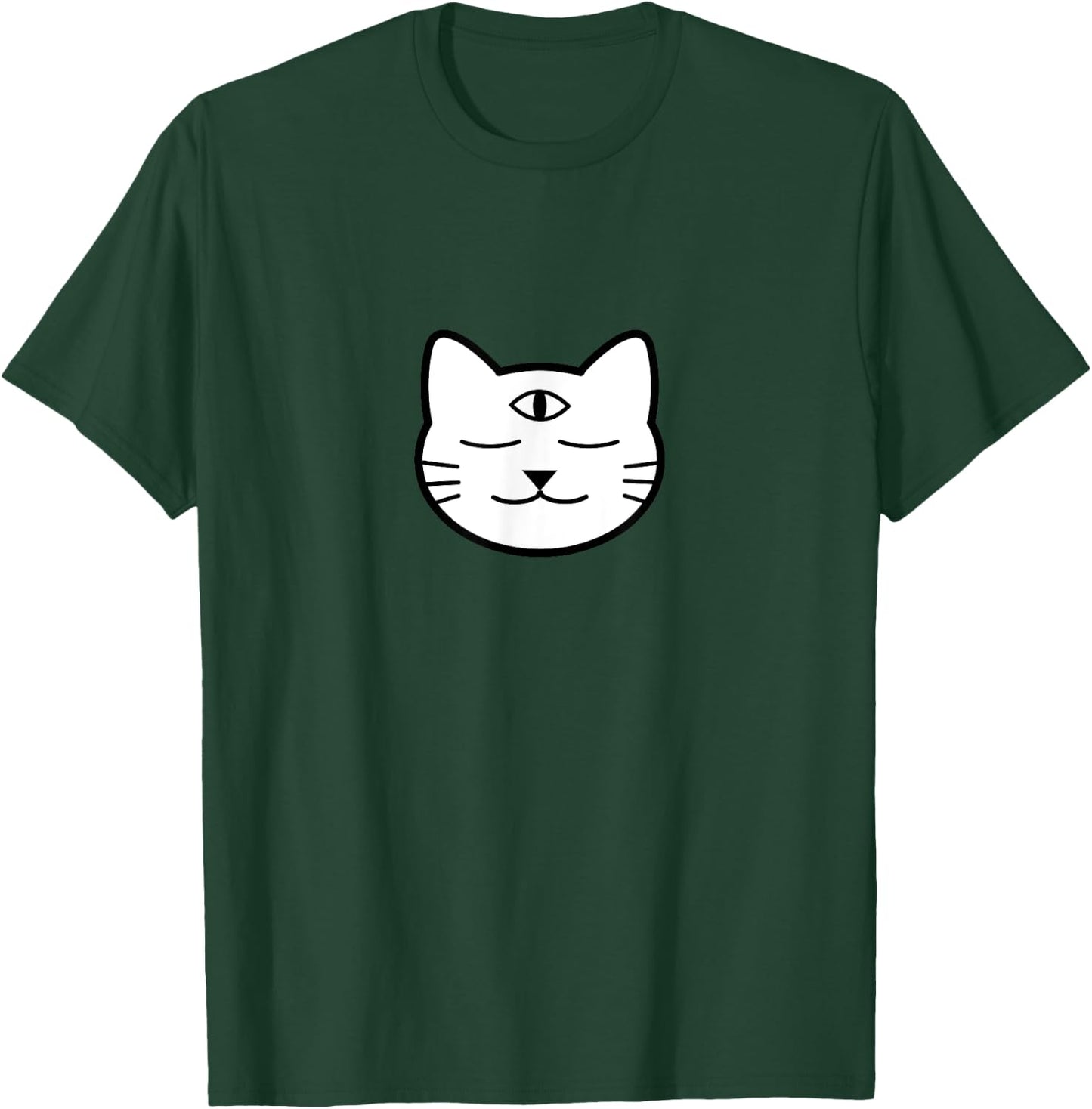 Three-Eyed Cat Third Eye Chakra Yoki Mascot Yoga Meditation T-Shirt - T-Shirt | Forest