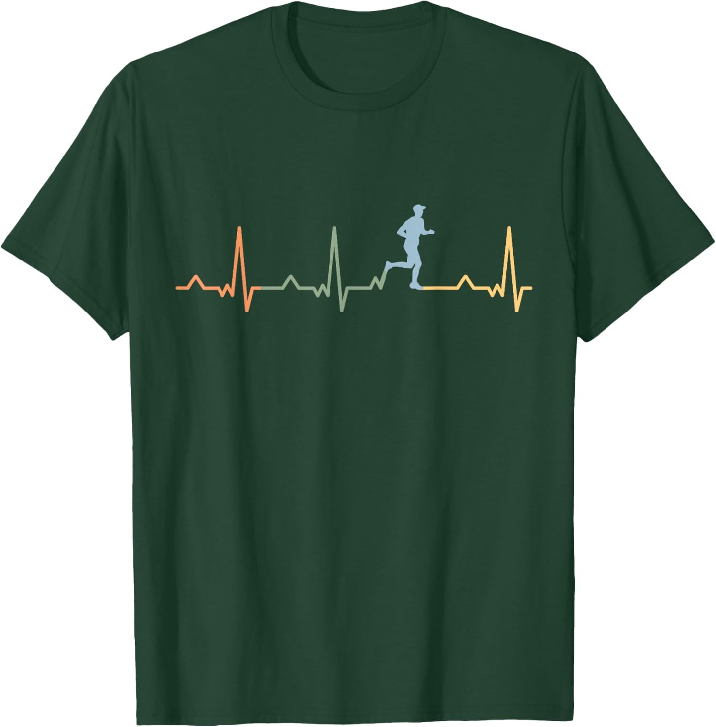 Marathon Jogging Running Heart Beat Running Sprint T-Shirt - T-Shirt | Forest