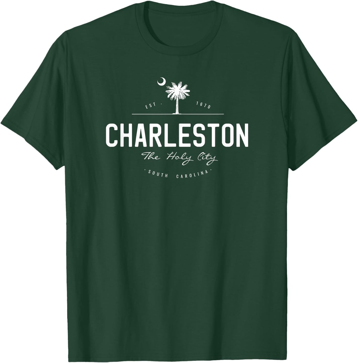 Charleston The Holy City South Carolina Palm Flag Gift T-Shirt - T-Shirt | Forest