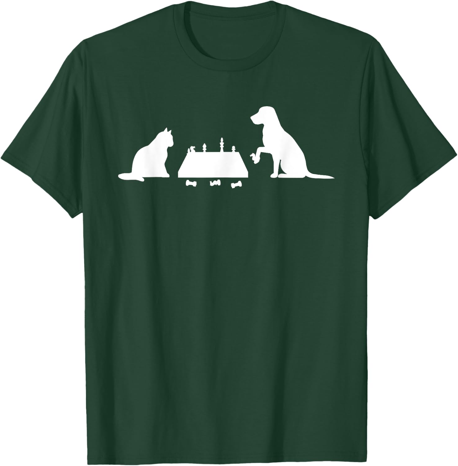 Chess Cat and Dog Game Chessboard Chess Tournament T-Shirt - T-Shirt | Forest