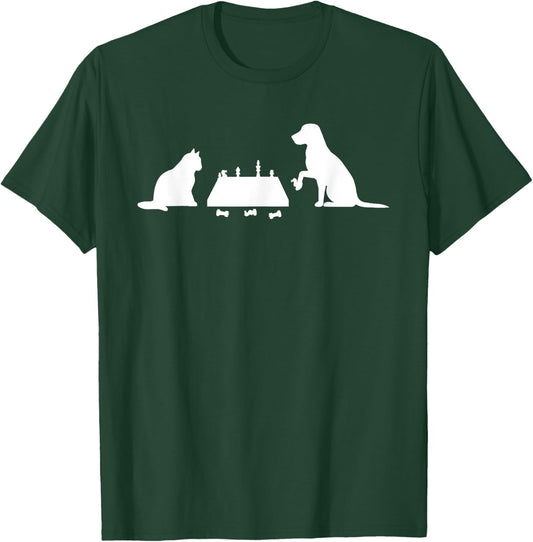 Chess Cat and Dog Game Chessboard Chess Tournament T-Shirt - T-Shirt | Forest