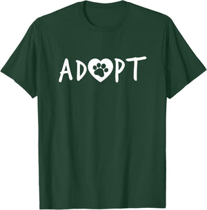 ADOPT Pawprint Cute Dog Cat Pet Shelter Rescue Women Kids T-Shirt - T-Shirt | Forest