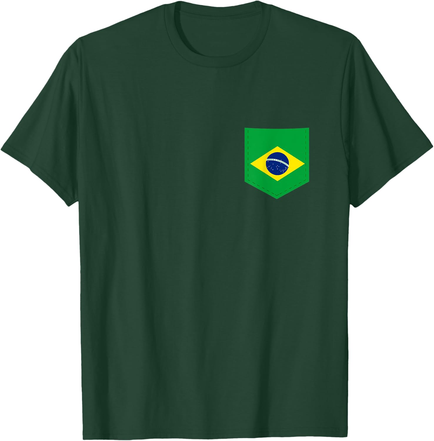 Brazil Flag with Printed Brazilian Flag Pocket T-Shirt - T-Shirt | Forest