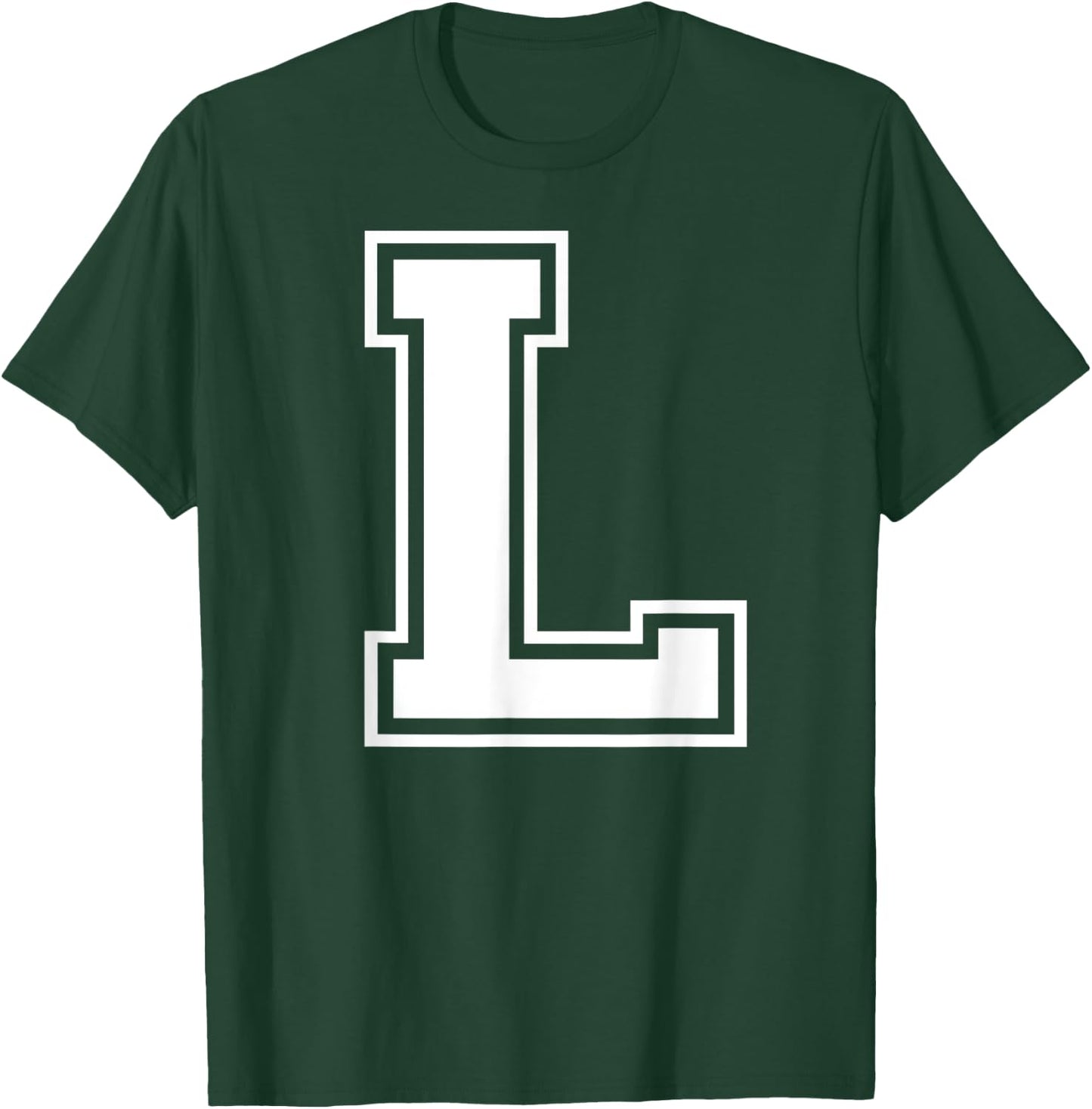 Letter L Capital Alphabet College Varsity Monogram Club T-Shirt - T-Shirt | Forest