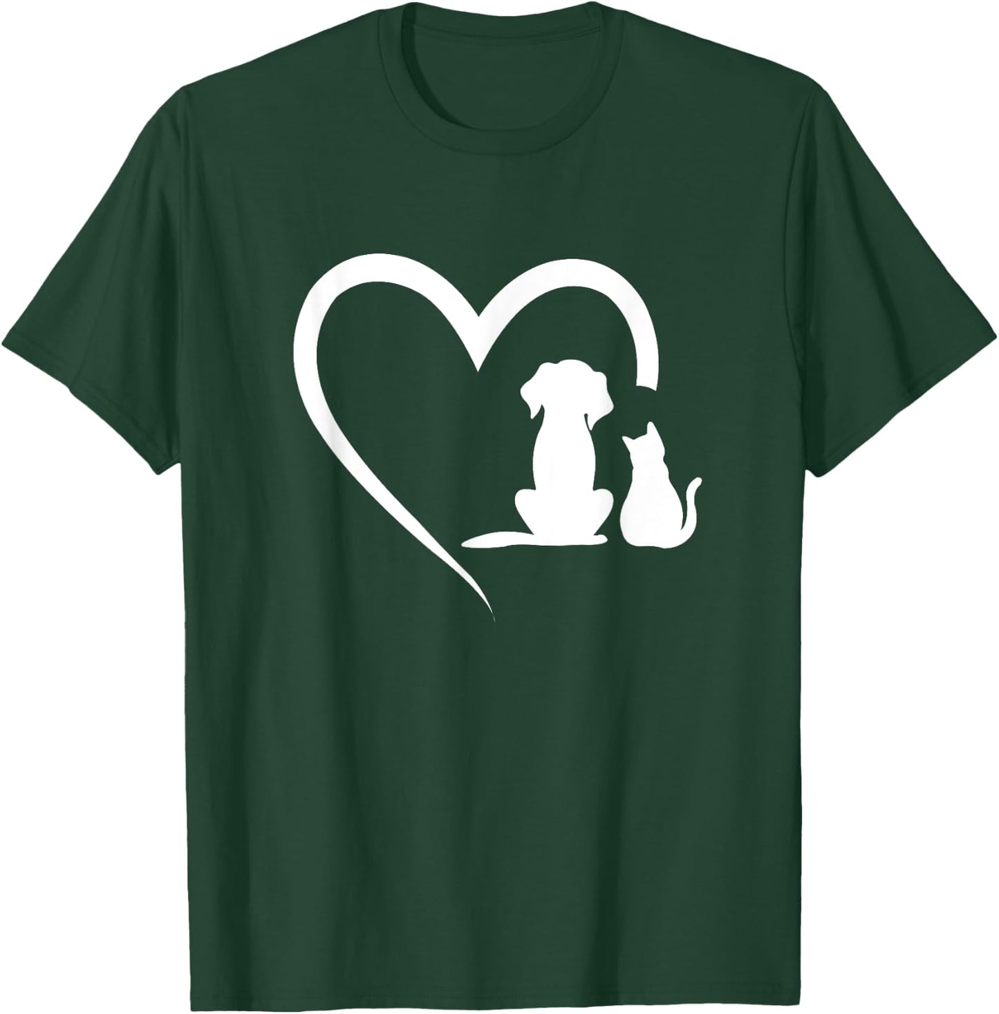 Dog Puppy and Baby Cat Heart - Animal Dog & Cat Heart Women Girls Kids T-Shirt - T-Shirt | Forest