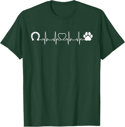 Horseshoe Cat Dog Paw Print Heartbeat Horseback Riding Men Women