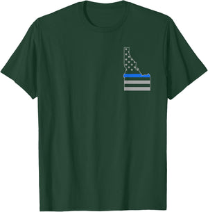 Idaho US Thin Blue Line Flag Police Officer Cop T-Shirt - T-Shirt | Forest