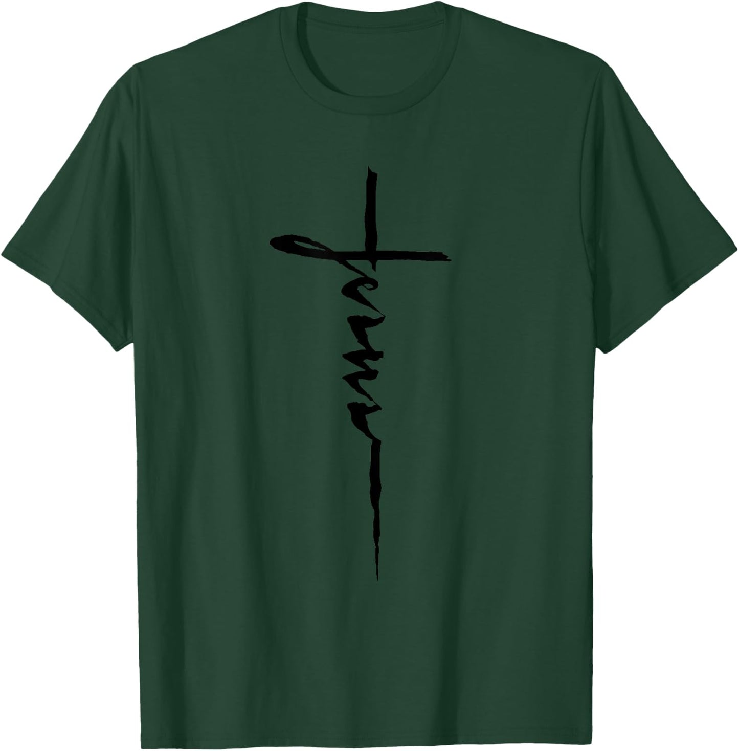 Jesus Christian Cross Art Cursive Inspiring Gift Men Women T-Shirt - T-Shirt | Forest