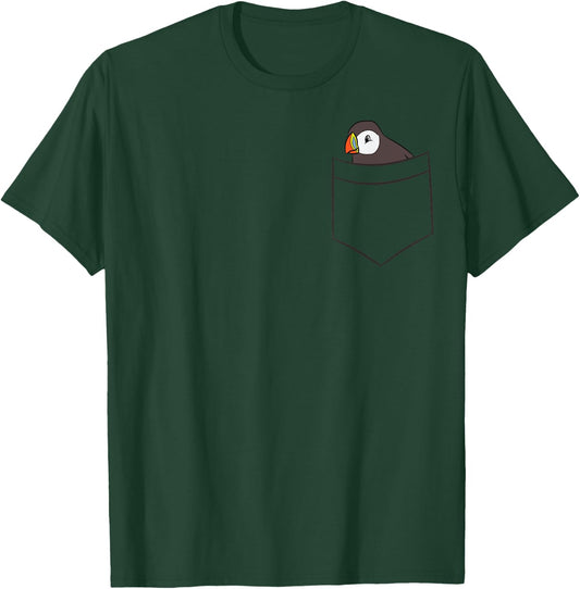 Puffin In The Pocket Seabird Iceland Pocket Puffin T-Shirt - T-Shirt | Forest