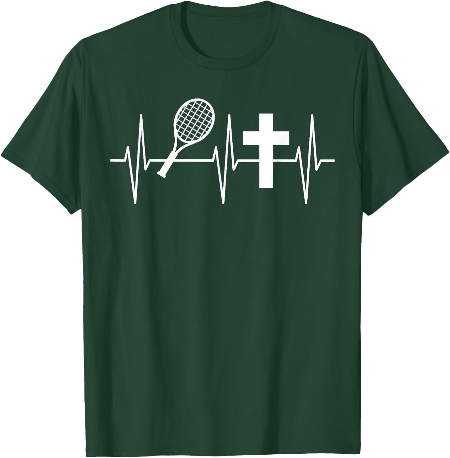 Christian Tennis Shirt Religious Jesus Tennis Player T-Shirt - T-Shirt | Forest