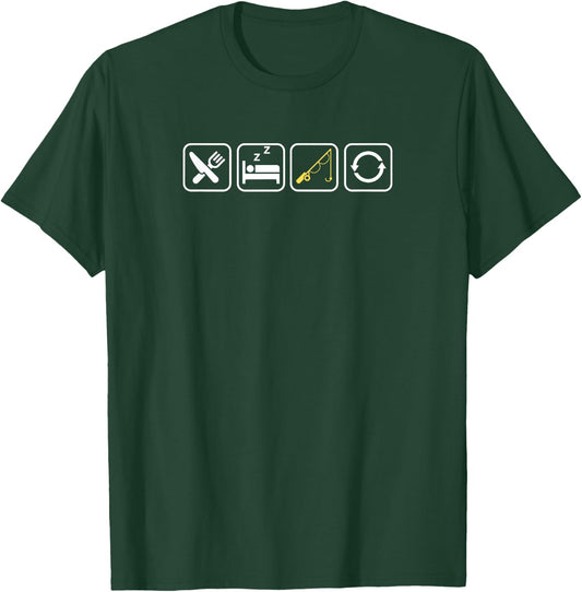 Eat Sleep Fish Repeat Funny Fishing T-Shirt - T-Shirt | Forest