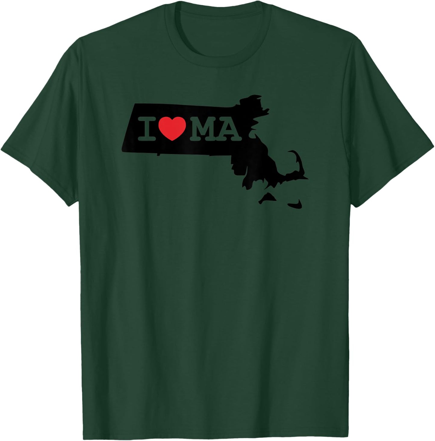I Heart MA Love Boston Massachusetts Silhouette Art Gift T-Shirt - T-Shirt | Forest