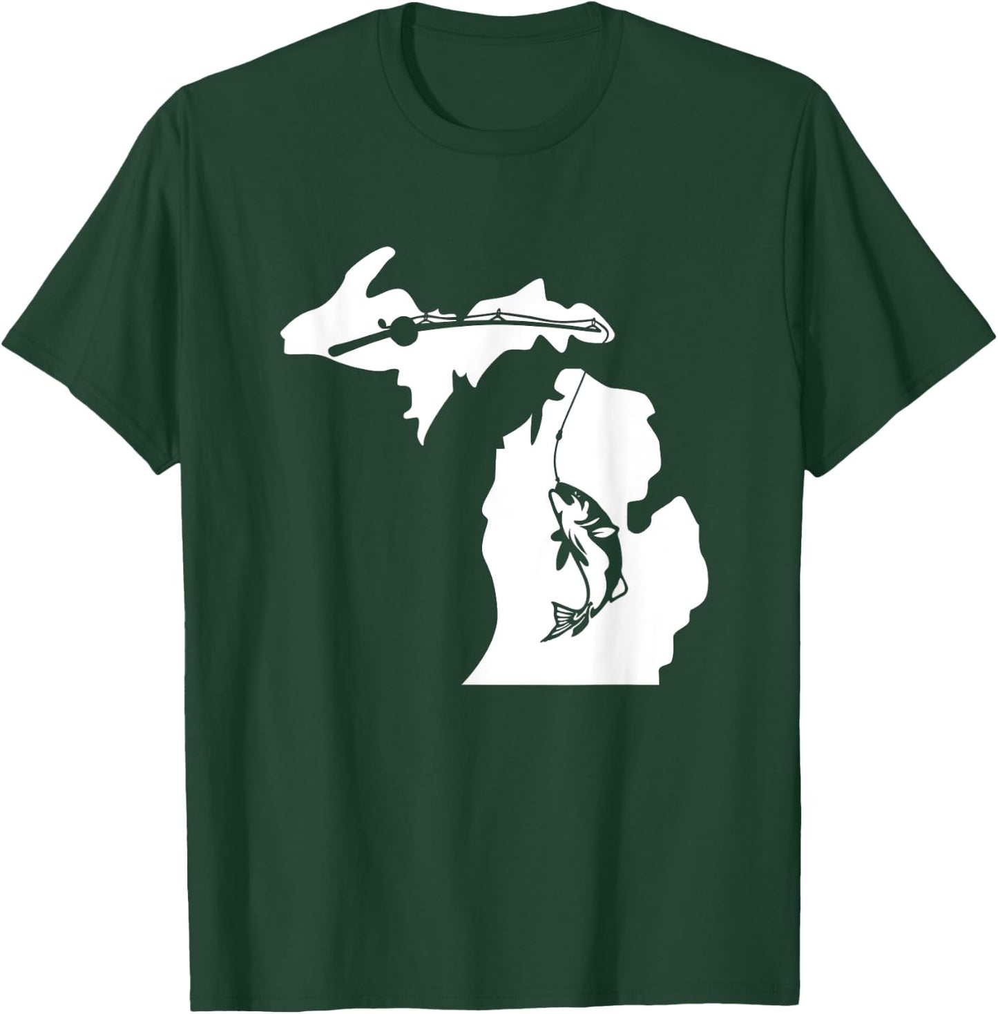 Cute Michigan Fishing Bass Home State Midwest Up North Retro T-Shirt - T-Shirt | Forest