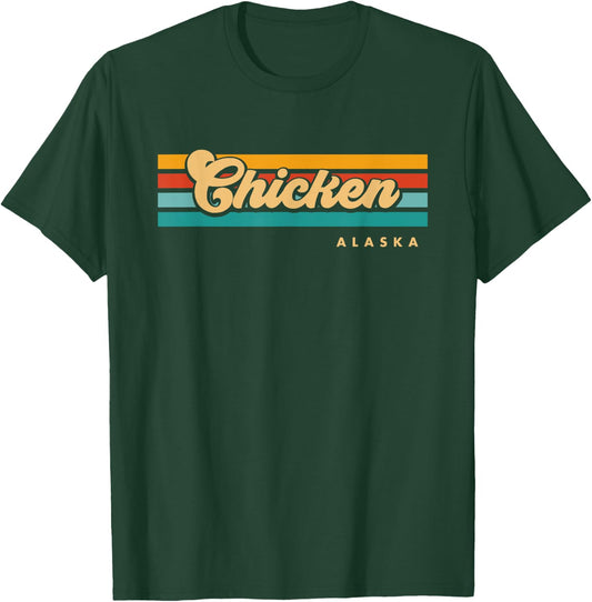Vintage Sunset Stripes Chicken, Alaska T-Shirt - T-Shirt | Forest
