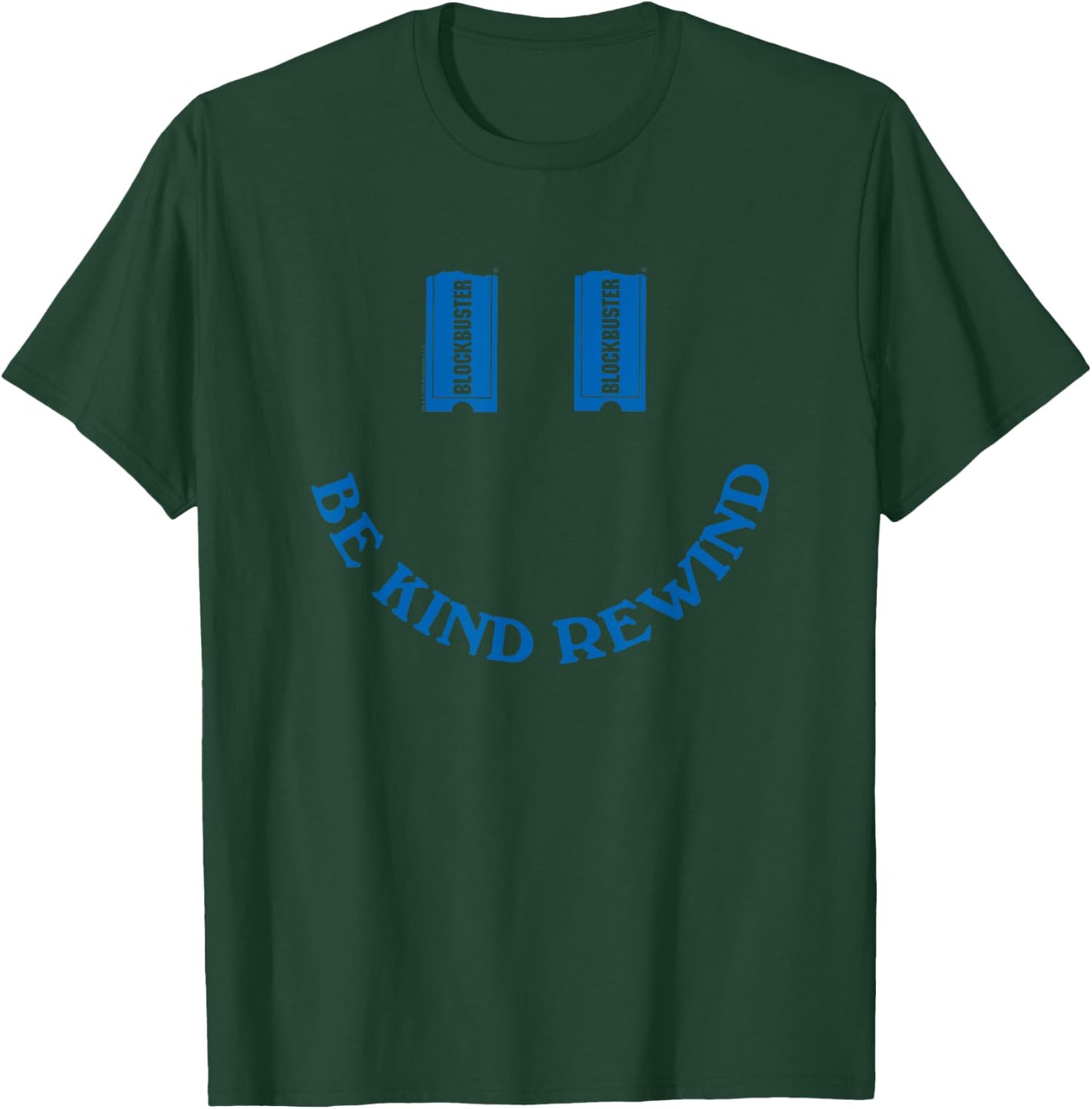 Blockbuster Be Kind Smiley Face with Logo Retro T-Shirt - T-Shirt | Forest