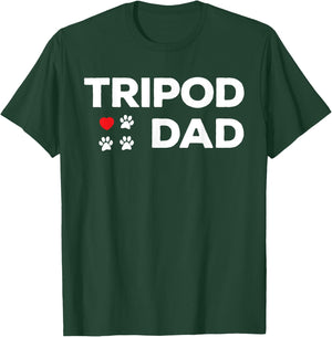 Tripod Dad 3-Legged Dog Paw Amputee Love and Hearts Men T-Shirt - T-Shirt | Forest
