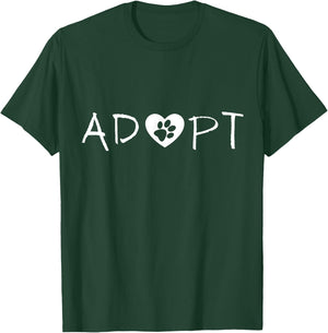 Rescue Adopt Pet Dog Cat Animal Lover Mom Dad Cute Heart T-Shirt - T-Shirt | Forest
