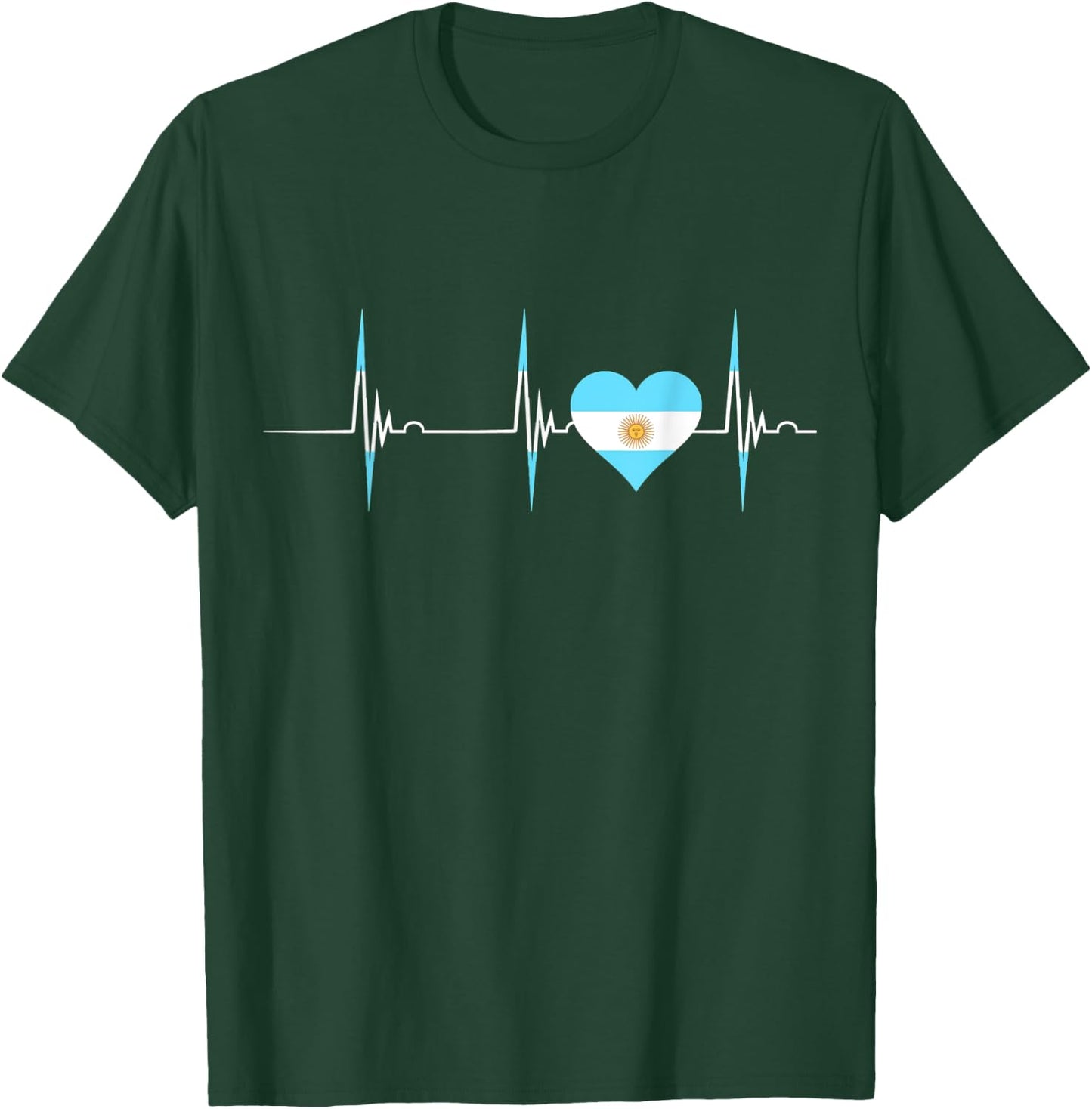 Argentina Heart Argentinian Heartbeat EKG Pulse Argentine T-Shirt - T-Shirt | Forest