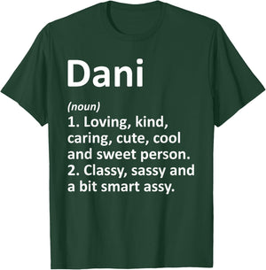 Custom Mom Wife Name Meaning Girl Christmas Women Dani Definition Personalized Name Funny Birthday T-Shirt - T-Shirt | Forest